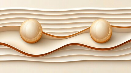 Beige Abstract Design with Smooth Spheres