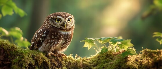 Obraz premium Close-up wildlife photography owl observing natural habitat