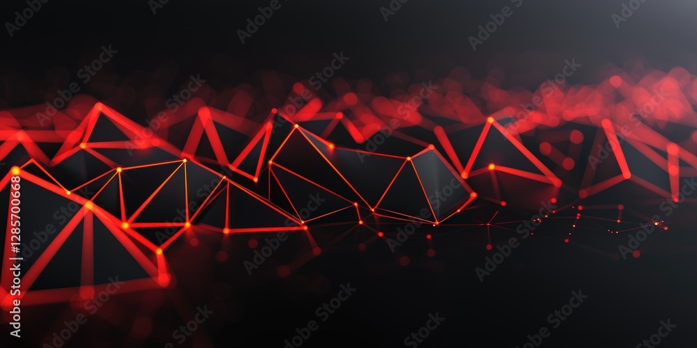 Poster Abstract Red Geometric Pattern Design on Dark Background