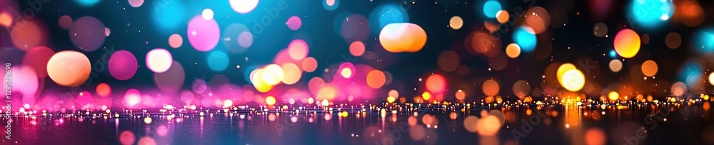 Poster colorful bokeh lights on dark background for festive atmosphere
