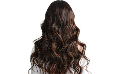 Naklejka premium Long Brown Wavy Hair Cascading Down Back Luxurious Locks Hair Style Beauty Fashion
