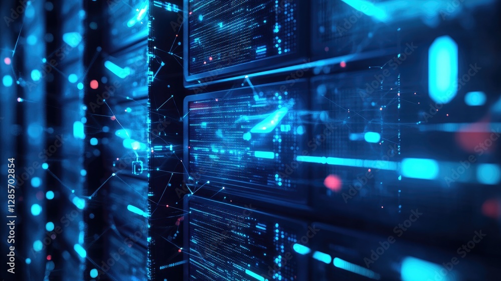 Poster digital data streams, a glimpse into the heart of a modern data center