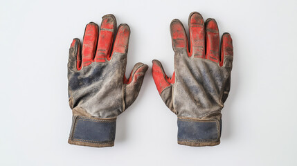Work gloves isolated on white background. Top view
