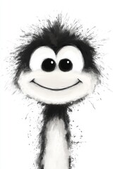 Obraz premium A black and white drawing of a monkey with a big smile