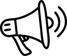 Electric megaphone with sound or marketing advertising line art vector icon for apps and websites