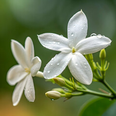 Obraz premium White Jasmine Flowers: Stunning Closeup Image