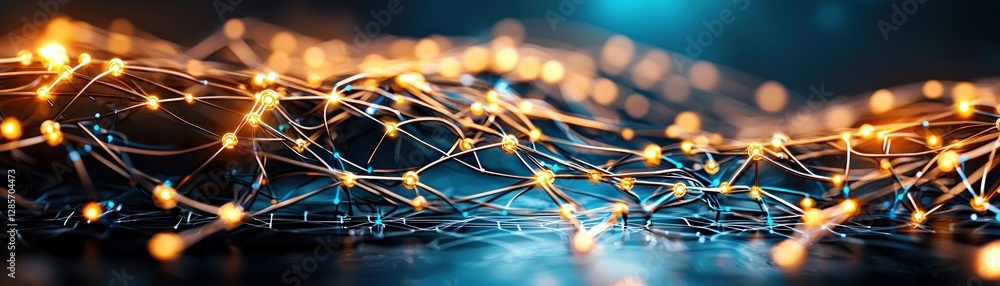 Aufkleber illuminating network of lights on a dark background
