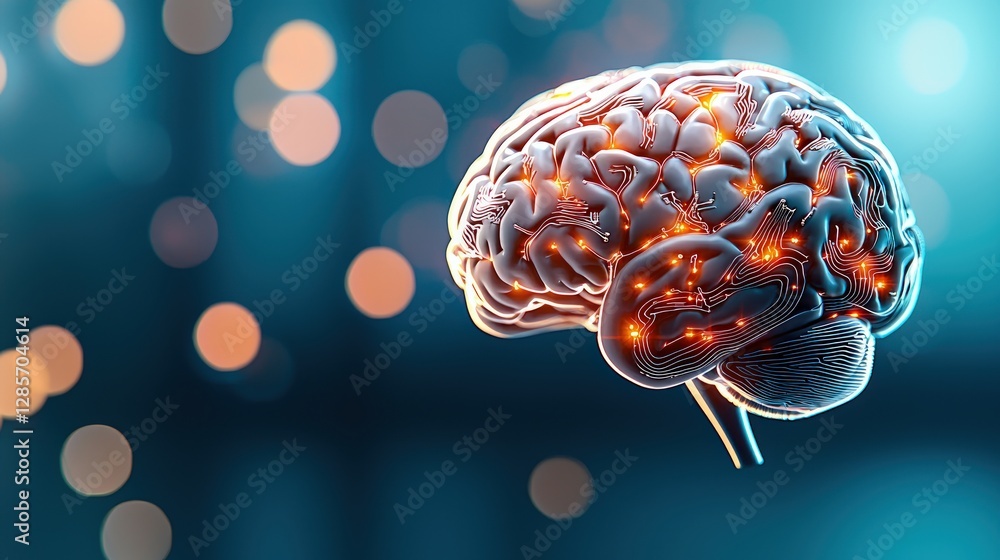 Poster Human Brain Visualization with Neural Connections and Abstract Background