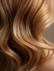 Fototapeta premium Luxurious Golden Blonde Hair with Soft Waves Captured in Detail : Generative AI