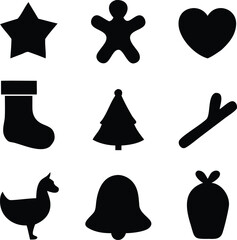 Christmas icons set on white background