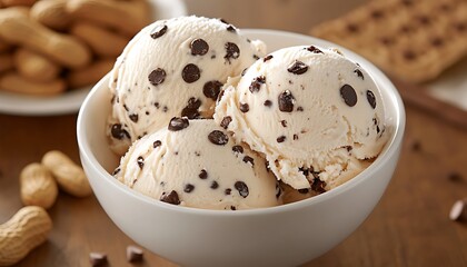 A Close Up Image Of Ice Cream In A White Bowl