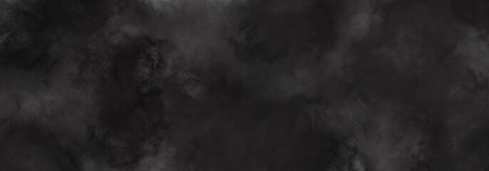 Black elegant smoke background illustration, marbled dark texture banner, wide horizontal wallpaper