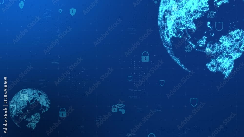 Poster cybersecurity data protection technology concept internet connection online network. there is a prom