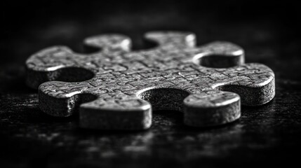 Close-up puzzle piece on dark surface