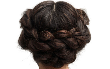 Naklejka premium Elegant Braided Hairstyle for Women Back View Brown Hair Beauty Salon Hairdresser Hair Design