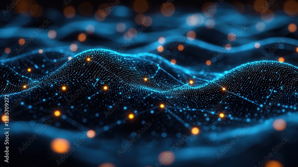 Fototapete An abstract digital wave pattern representing energy flow and motion in a high-tech environment