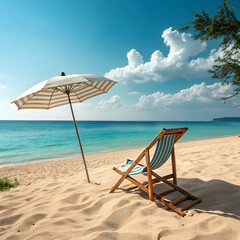 Fototapeta premium Beach Vacation: Sun, Sand, & Sea