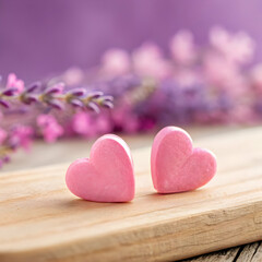 Obraz premium Adorable Pink Heart Earrings: Valentine's Gift