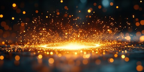 Fototapeta premium Fascinating bokeh graphic wallpaper with golden particles