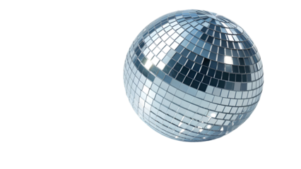 Shiny disco ball mirror glitter isolated transparent background 