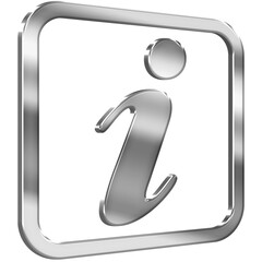 Info 3D icon with silver metallic effect