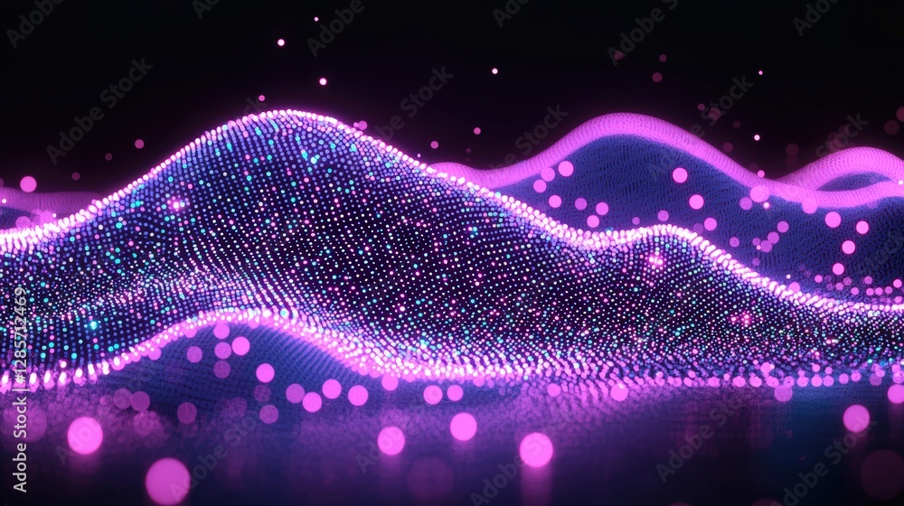 Poster flowing wave of light creating a mesmerizing effect with bright colors and ethereal movement