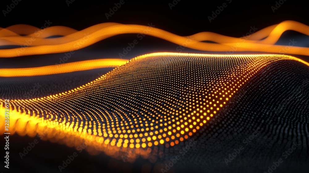 Poster enigmatic wave of light flowing across the canvas with a warm glow and captivating motion