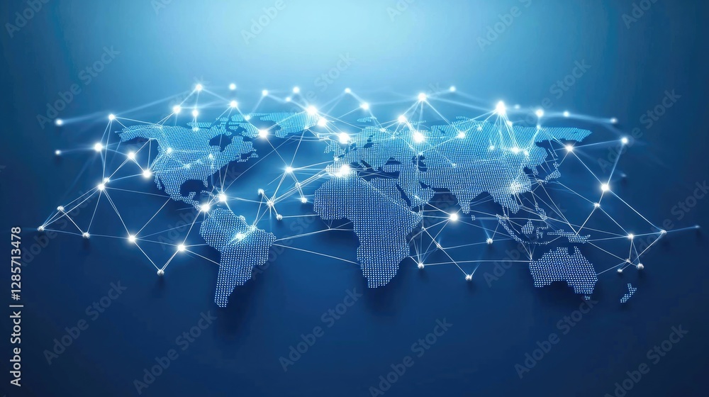 Poster global network connection, a visual representation of worldwide interconnectivity