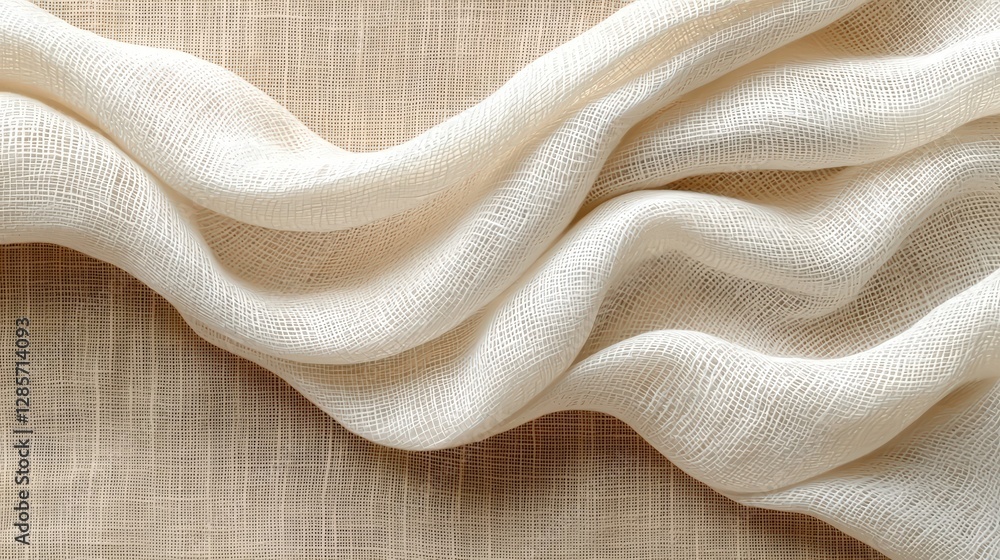 Poster a soft white fabric gently draped to create an elegant and timeless display of texture and style