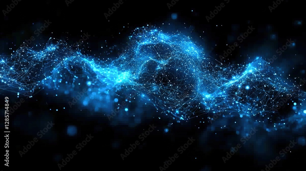 Poster a captivating blue and black background featuring a striking line of light creating depth and contra