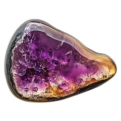 Amethyst Crystal with Purple and Yellow Crystals Isolated on Transparent Background