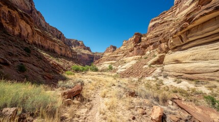 Fototapeta premium Canyon Trail Under Blue Sky