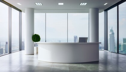 Fototapeta premium White reception close up in modern office
