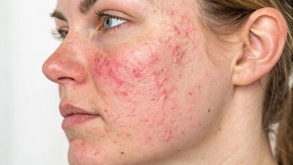 Obraz premium Detailed image of facial redness and capillary dilation