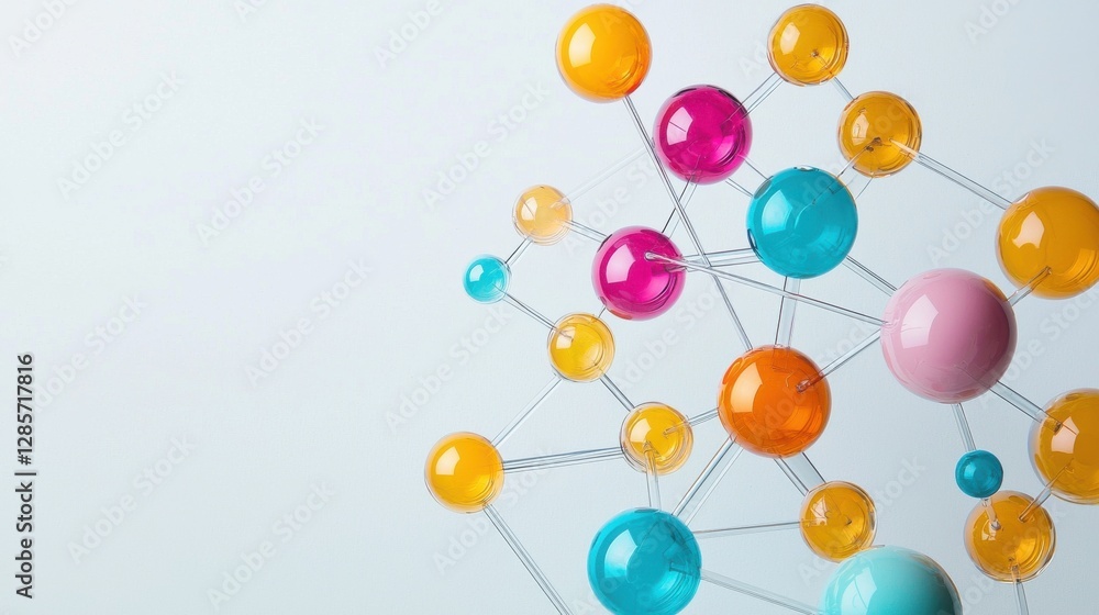 Poster colorful 3d orb network structure representing abstract technological connection and innovation