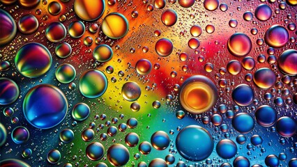 Vibrant Abstract Macro of Oil and Water Bubbles