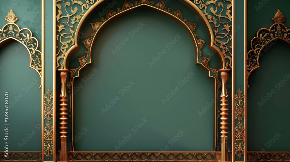 Aufkleber intricate architectural design featuring ornate arches and detailed patterns in a serene setting