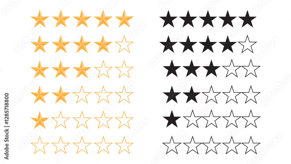 Poster Golden and black five stars rating for customer evaluation review of quality and good rate after use product and service concept by  EPS vector and illustrator .