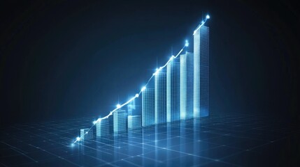 Futuristic Bar Graph Representing  Exponential Financial Success and Technological Advancement