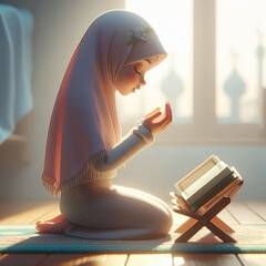 Young Muslim Girl Praying for God