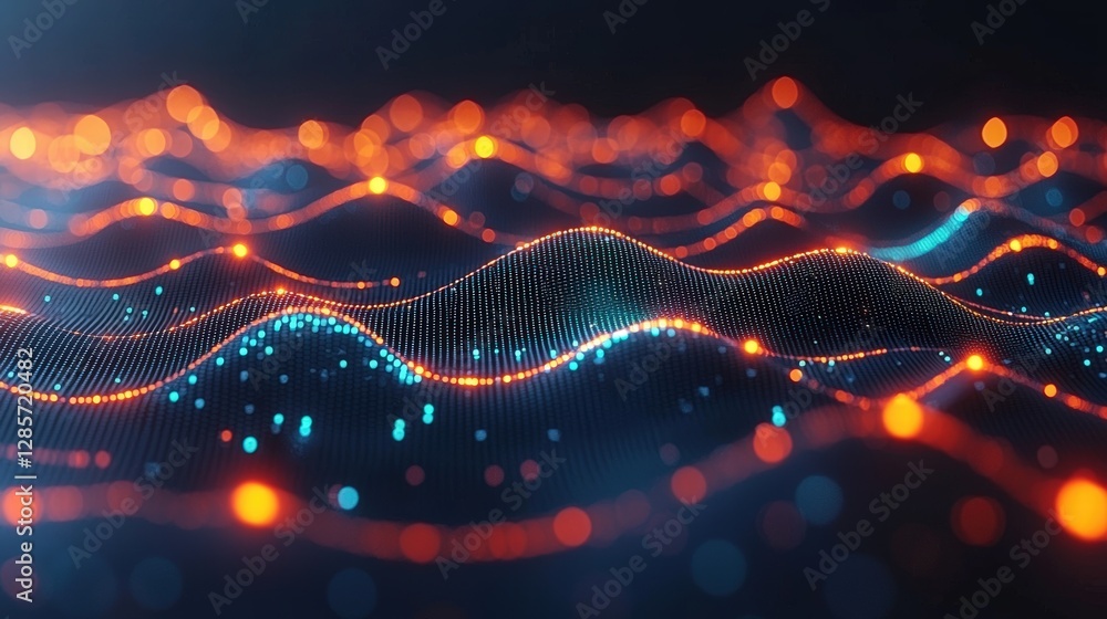 Poster a wave of light flowing gracefully through darkness creating a mesmerizing and ethereal effect