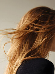 Naklejka premium Natural Flowing Red Hair with Artistic Movement and Soft Highlights : Generative AI