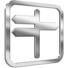 Fototapeta premium Signpost 3D icon with silver metallic effect
