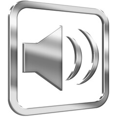 Speaker 3D icon with silver metallic effect