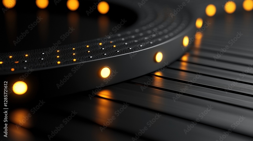 Poster piano keyboard illuminated by a string of colorful lights creating a warm and inviting atmosphere