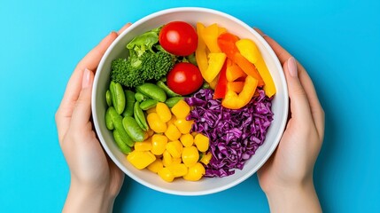 A beautifully arranged bowl of fresh vegetables, perfectly crafted for healthy eating and culinary creativity in the kitchen