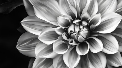 Fototapeta premium Black and white digital image of a flower with many petals.
