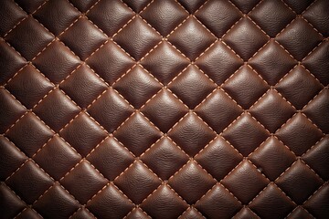 Naklejka premium Luxurious Deep Brown Leather Upholstery with Diamond Pattern Stitching, Ideal for High-End Furniture and Interior Design Projects