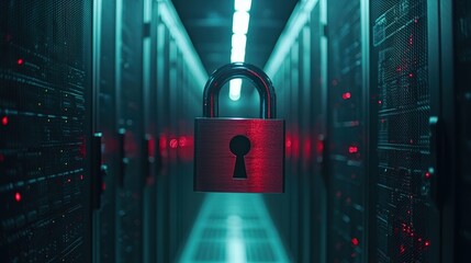 Heavy duty lock installed inside a server room to ensure data security and protect information assets