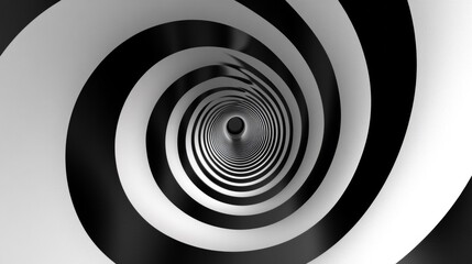 Fototapeta premium Mesmerizing spiral tunnel with black and white stripes that create an illusion of depth and motion.
